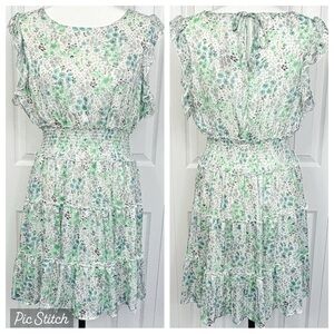 NWT Emerald Sundae Ivory & Mint Floral Ruffle Smocked Tiered Mini Dress